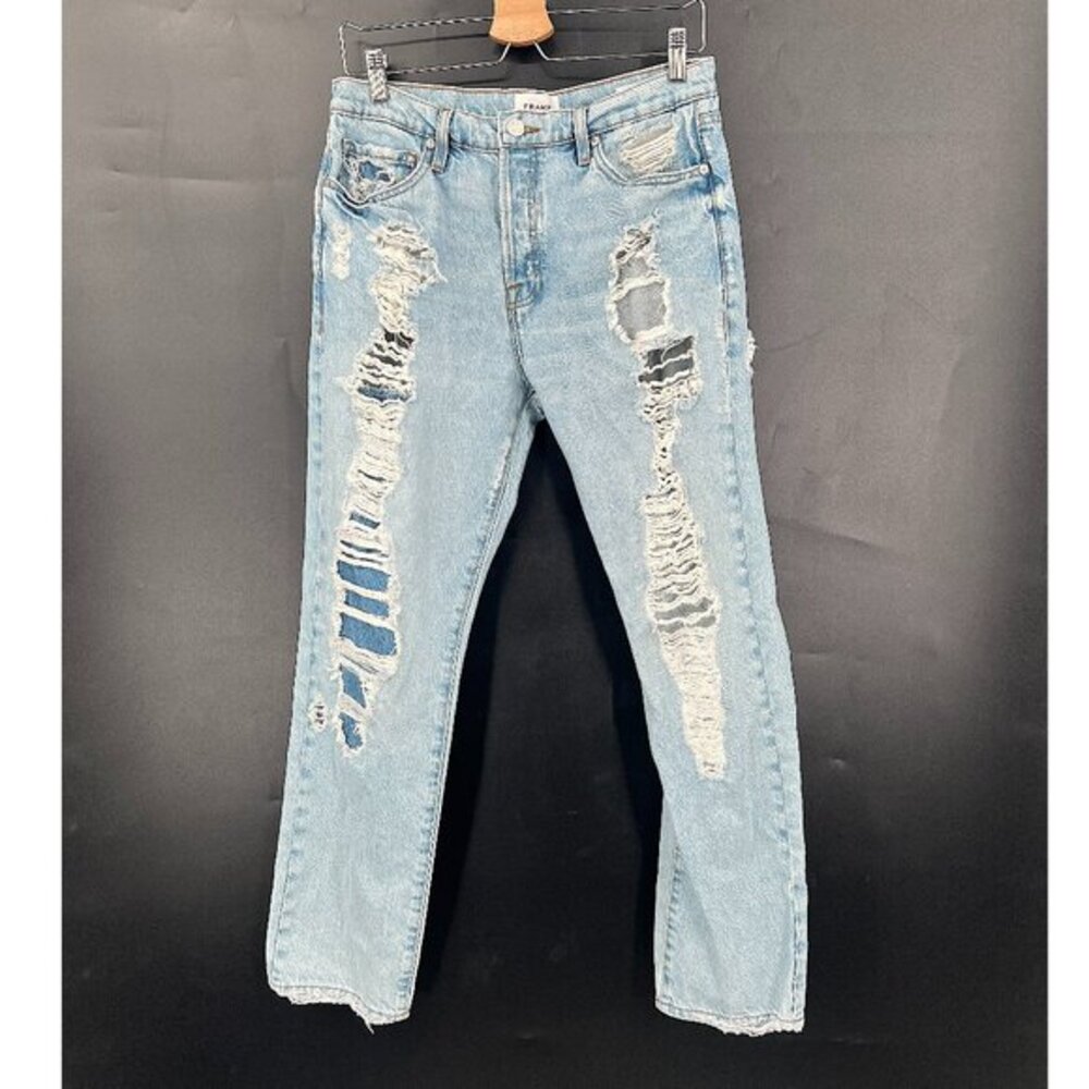 FRAME denim Le slouch Drenched distressed destroyed high rise‎ straight leg 27
